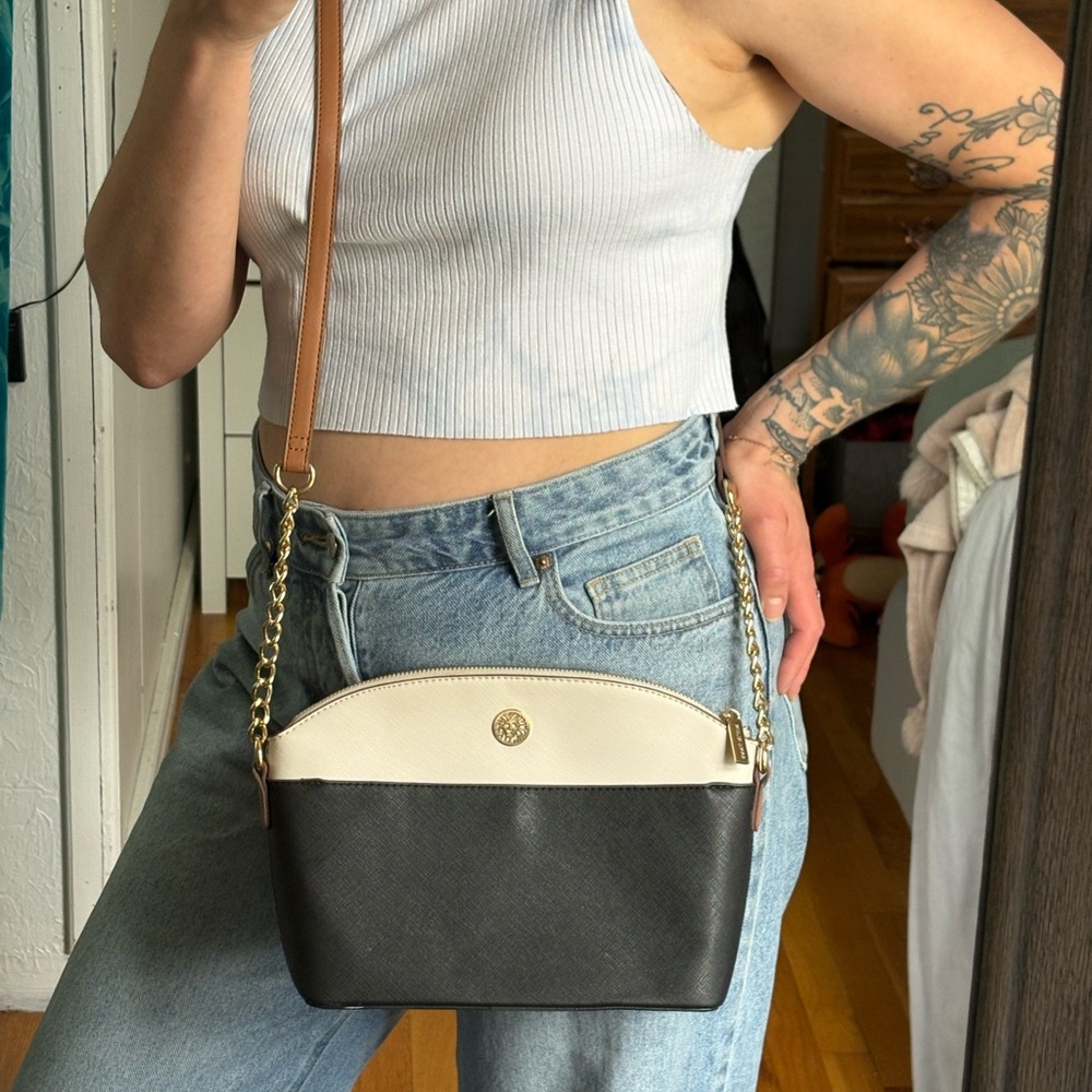 Two-Tone Black and White Ann Klein Crossbody Bag